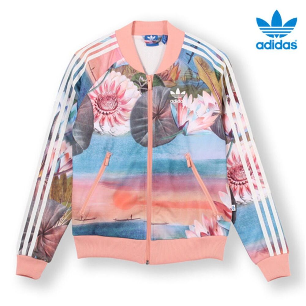 adidas Floral Pink Blue Graphic Track Jacket